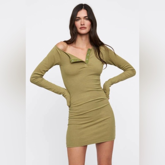 NWT**never worn* Lioness olive green knit body con mini dress long sleeve size M - Picture 7 of 8